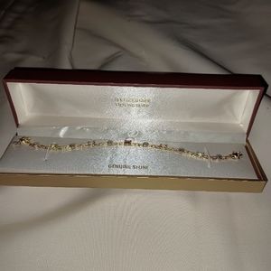 18 Karat Gold Plated Over Silver Bracelet With Genuine Stones